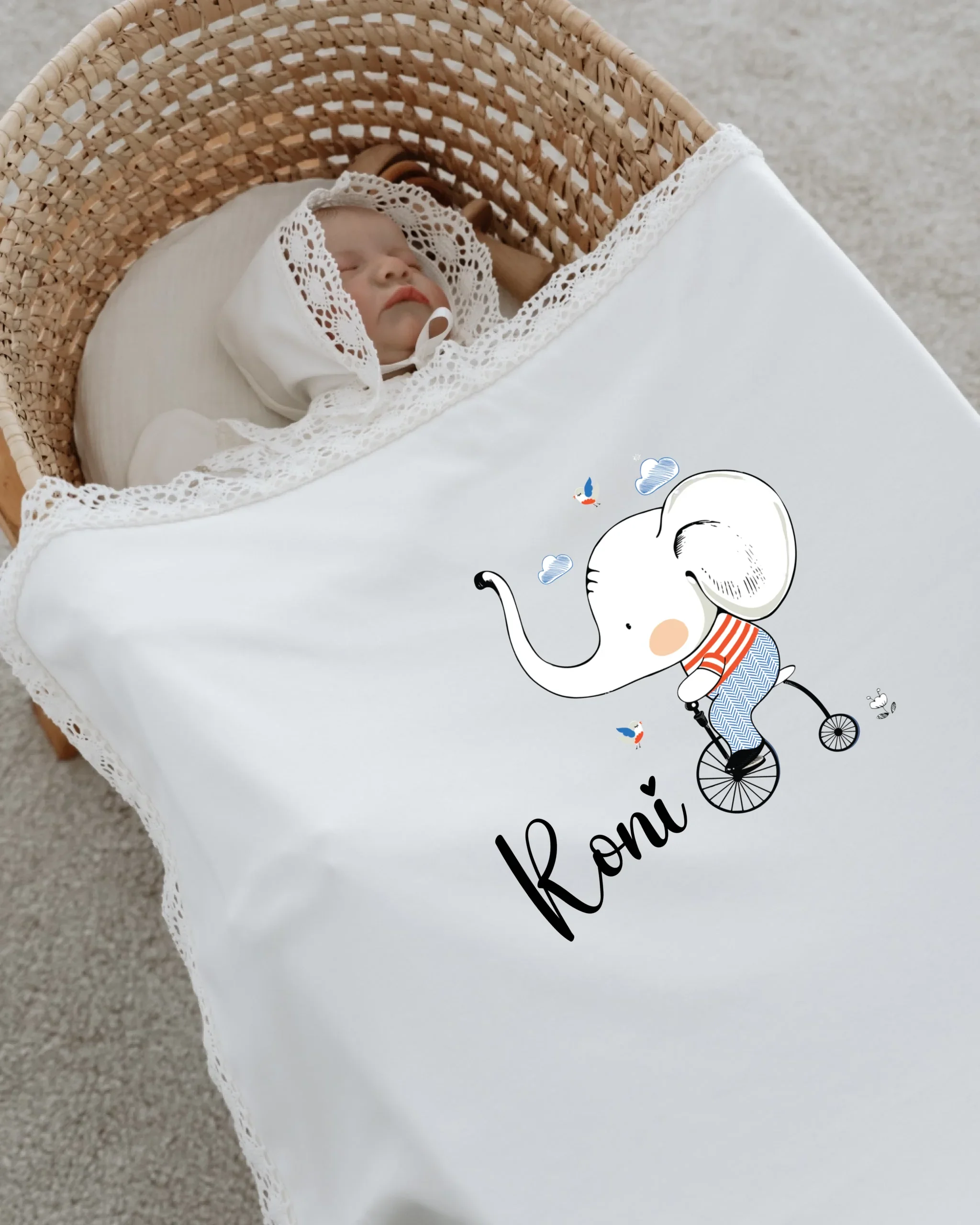Olifant - Babycadeau Meisje - Elegante Babykleding Set met Kant (4-delige) - Afbeelding 7