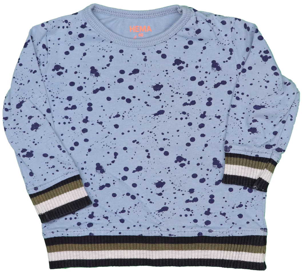 Hema longsleeve blauw met stippen