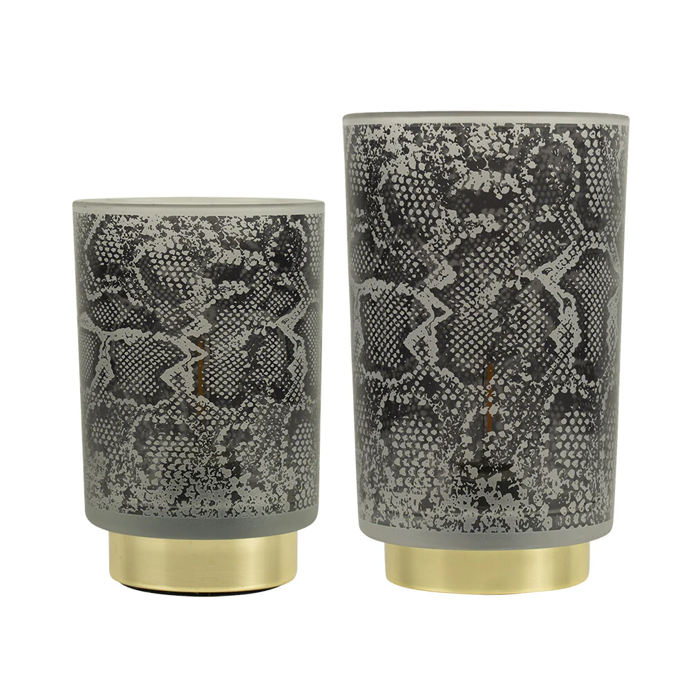 Tafellamp Slangenprint Grijs Goud | 2 formaten - Afbeelding 2